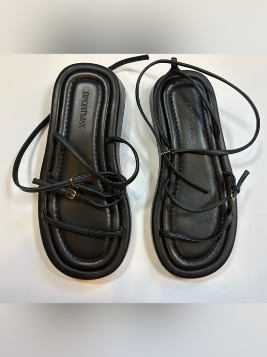 Sportmax Shoes - Sportmax Effige Strappy Flat Sandal | Black Leather | Size 37 | Max Mara | New